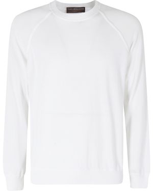 FILIPPO DE LAURENTIIS Girocollo Taglio Felpa Crepe Cotone Maglia - White