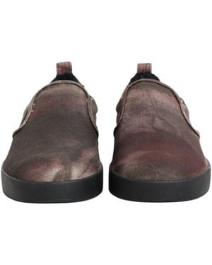Dolce & Gabbana Cotton Low Top Slip On Trainers Shoes - Brown
