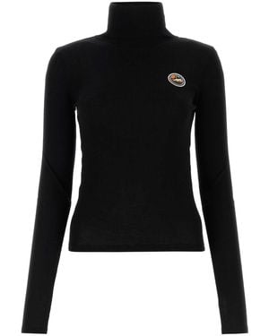 Chloé Graphic-Patch Turtleneck Wool Jumper - Black