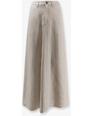Alysi Flared Linen Skirt - White