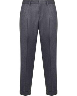 D 40 Wool And Cashmere Flannel Tiberio Trousers<Br - Blue