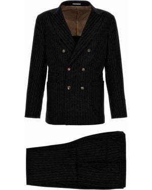 Brunello Cucinelli Wool Pinstripe Suit - Black