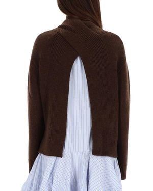 Ganni Wool Blend Jumper Jumpers - Brown