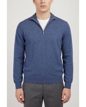 Brunello Cucinelli Wool Zip Jumper - Blue