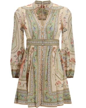 Zimmermann Roselight Mini Dress Linen - Natural