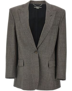 Stella McCartney Single-Breasted Micro Houndstooth Blazer - Black