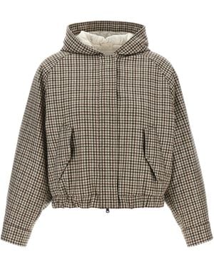 Brunello Cucinelli Shiny Zipper Pull Check Jacket - Multicolour