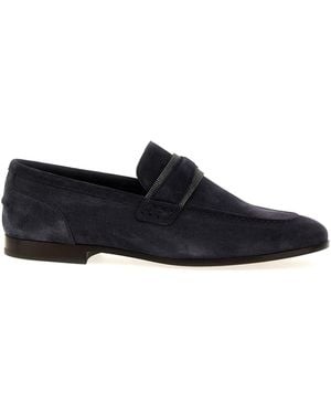 Brunello Cucinelli Night Sky Suede Loafer Shoes - Black