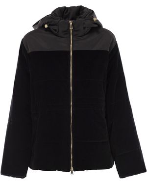 Fabiana Filippi Padded Velvet Jacket With Hood - Black