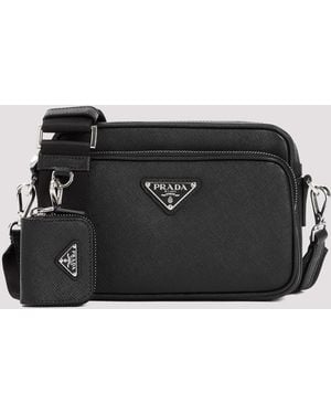 Prada Saffiano Leather Shoulder Bag - Black