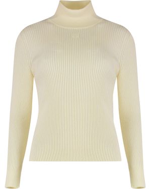 Celine High-Neck Wool Top Knitwear - White