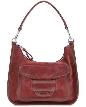 Pierre Hardy Alpha Day Miss Leather Shoulder Bag Suede Calf Carmine Burgundy Bos Taurus - Red