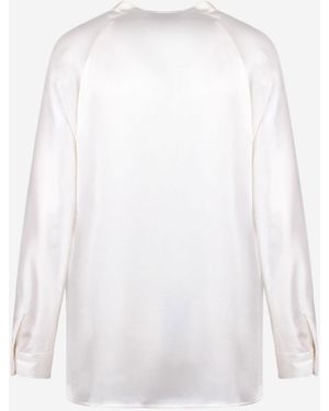 Vince Silk Shirt V-Neck - White