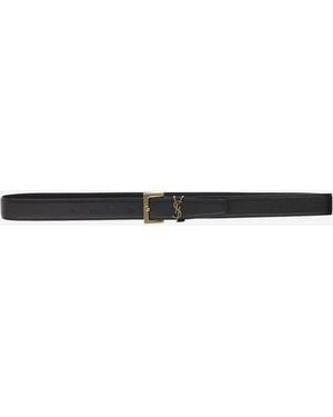 Saint Laurent Leather Belt Calfskin - Black