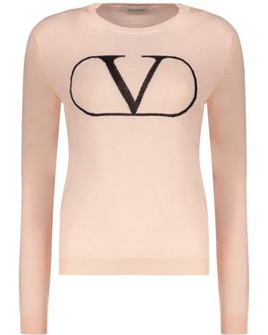 Valentino Garavani Long Sleeve Crew-Neck Sweater - Pink