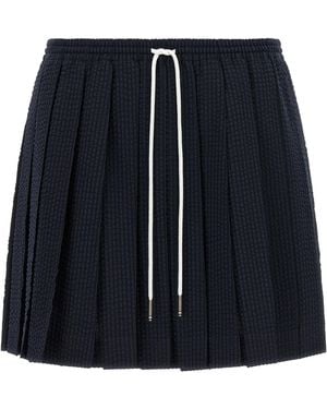 Thom Browne Drawstring Pleated Mini Skirt - Blue