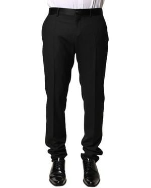Dolce & Gabbana Wool Mid Waist Dress Pants Pants Virgin Silk Polyester - Black