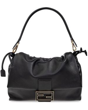Fendi Mamma Baguette Drawstring Shoulder Bag - Black