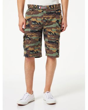 Mc2 Saint Barth Man Camouflage Cargo Bermuda With Pockets - Green