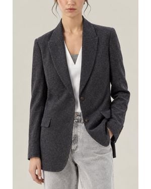 Brunello Cucinelli Anthracite Wool Blazer Clothing - Gray