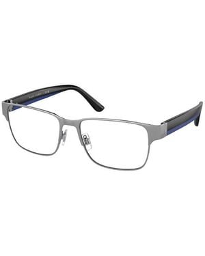 Polo Ralph Lauren Eyeglasses Rectangle Full Rim, Semi Shiny Gunmetal Frame And Clear Demo Lenses Lens Ph12199266 Sunglasses - Metallic