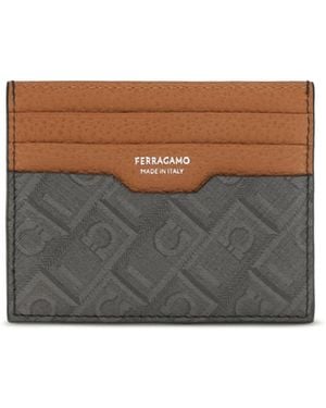Ferragamo Monogram Leather Cardholder Calf Bos Taurus Wallet - White