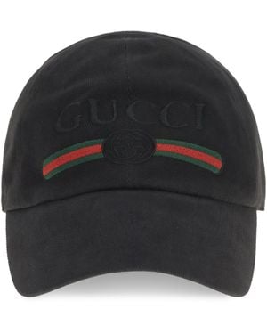 Gucci Cotton Baseball Cap With Embroidery Hats E Hairbands - Black