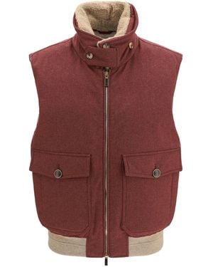 Brunello Cucinelli Wool Padded Vest Blazers E Vests - Red