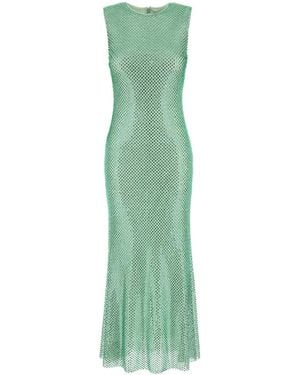 Self-Portrait Embellished Mesh Dress - Green