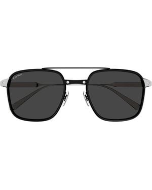 Cartier Cartier Ct0610S Santos De Cartier 001 Smoke Sunglasses - Black