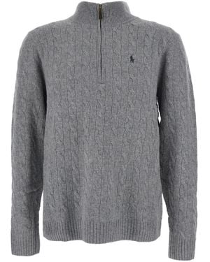 Polo Ralph Lauren Half Zip Cashmere Sweater Wool Tops - Gray