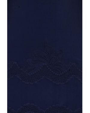 Rabanne Long Lace And Jersey Dress Polyamide; Elastane - Blue