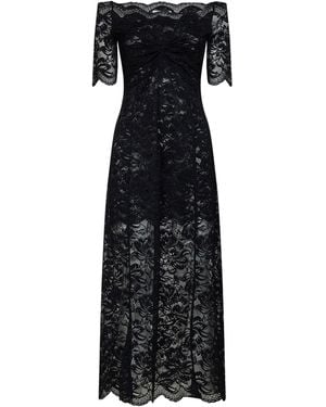 Rabanne Layered Stretch Lace Off-The-Shoulder Maxi Dress - Black