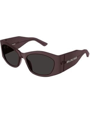 Balenciaga Sunglasses Cat Eye Full Rim, Transparent Dark Muave Frame And Lens Bb0329S004 - Brown