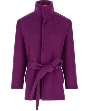 Saint Laurent Double-Face Wool Coat - Purple