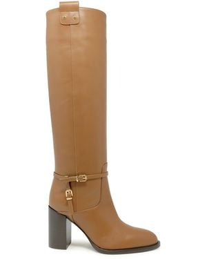 Lella Baldi Camel Leather Boots - White