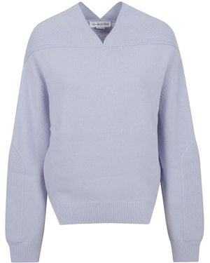 Victoria Beckham V-Neck Yoke Detail Sweater - Blue