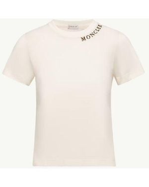 Moncler Moncler Logo-Embroidered Crewneck T-Shirt — Cream - Natural