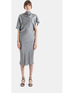Rick Owens Steel Draped Satin Midi Dress - Multicolour