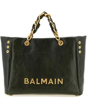Balmain 1945 Soft Large Shopping Bag Calfskin Leather (Bos Taurus) Tote - Black