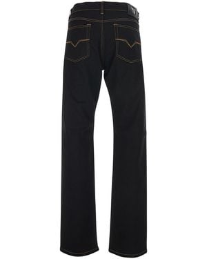 Versace Jeans With Five-Pocket Design And Logo Patch On The Back - Black