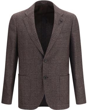 Lardini Single-Breasted Wool-Blend Blazer Down Jackets - Brown