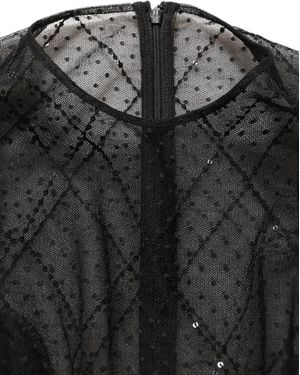 Dolce & Gabbana Mesh Lace Long Sleeved Maxi Gown Dress Polyester - Black
