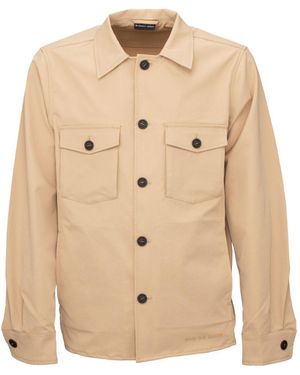 Save The Duck Logo Printed Buttoned Jacket - Natural