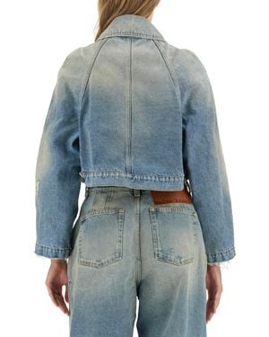 Palm Angels Cropped Fit Jacket Cotton - Blue