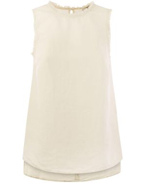 Peserico Sleeveless Linen Top - Natural