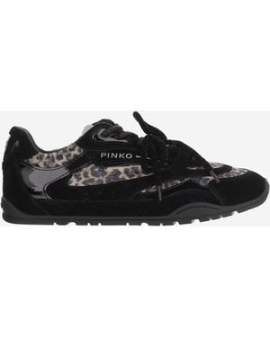 Pinko Trainers Yulia Leather And Mesh Upper: Cow Trainers - Black