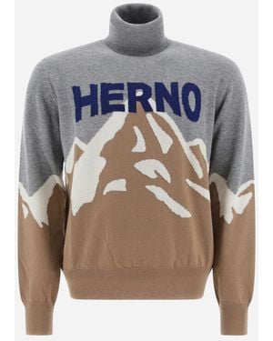 Herno Dolcevita Montagna Camel Sweater Clothing - Blue