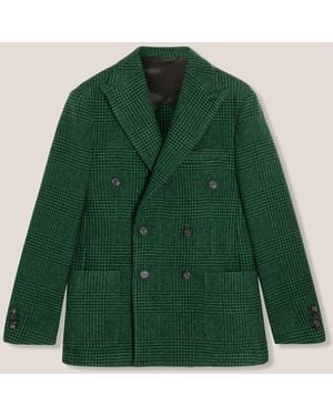 Doppiaa Aaradeo Checked Double Breasted Jacket Coats - Green