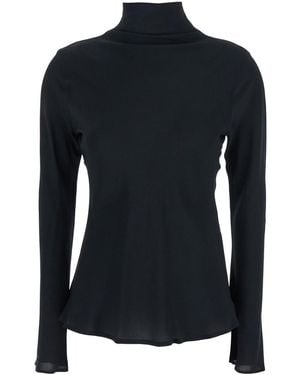 Semicouture Flared Blouse With High Neck - Black